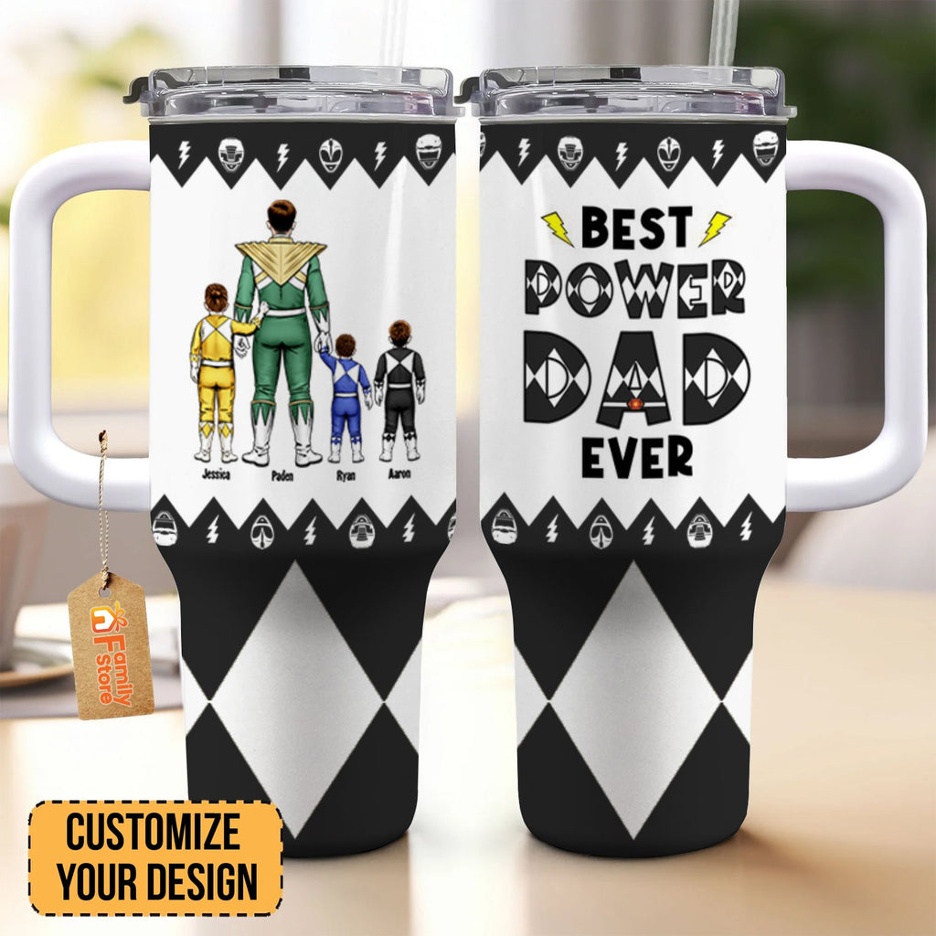 Personalized Power Ranger Tumbler Cup Gift for Dad - 40oz with Straw