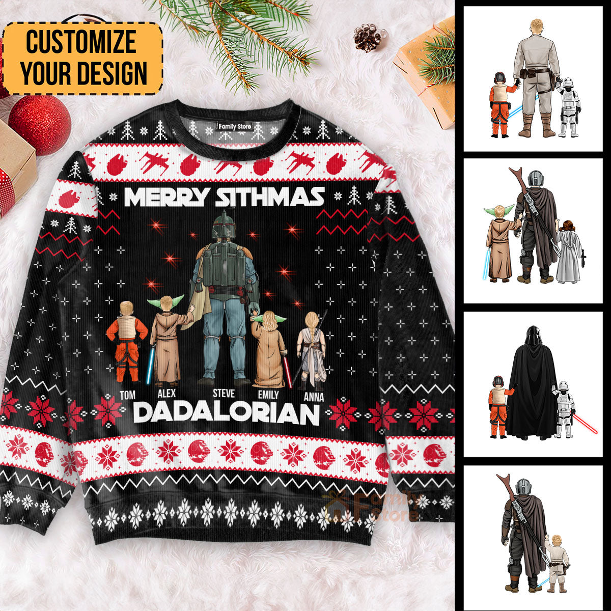 Personalized Darth Vader Christmas Ugly Sweater Gift for Dad