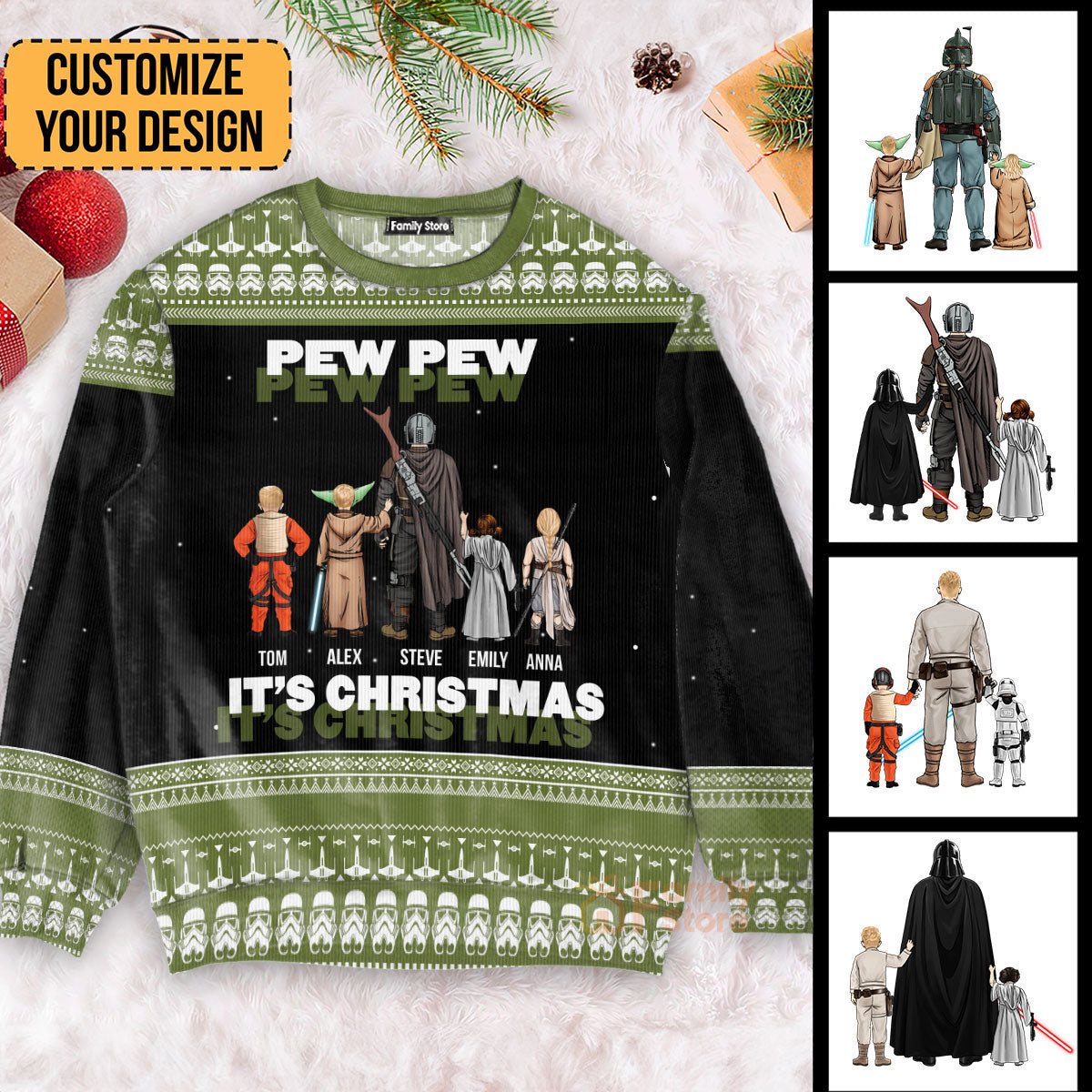 Personalized Ugly Christmas Sweater Gift for Dad | Custom Family Design
