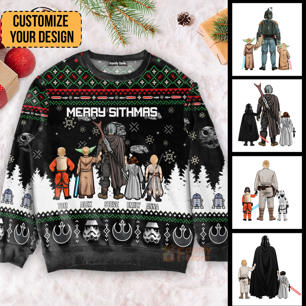 Personalized Christmas Ugly Sweater for Dad, Grandpa, Husband - Custom Design Gift