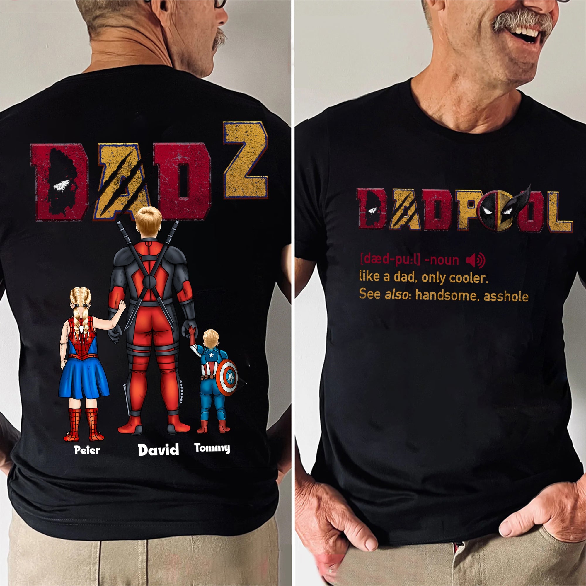 Personalized Super Hero Dadpool Shirt Gift for Father's Day