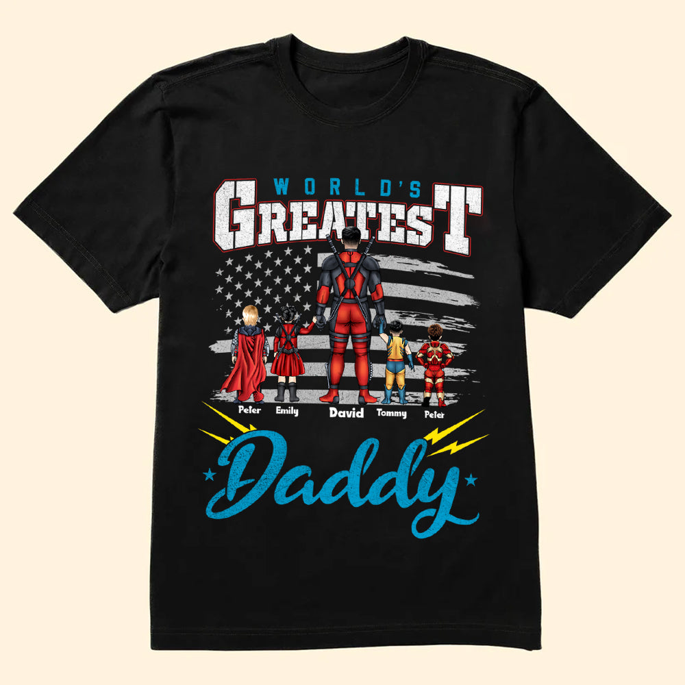 Personalized World's Greatest Daddy T-Shirt Gift for Dad