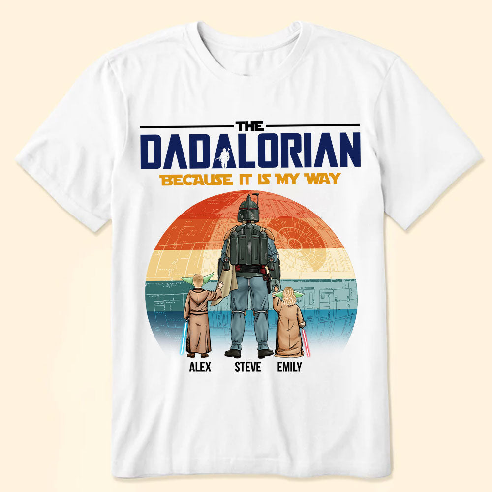 Personalized Dadalorian T-Shirt Gift for Dad | Custom Names