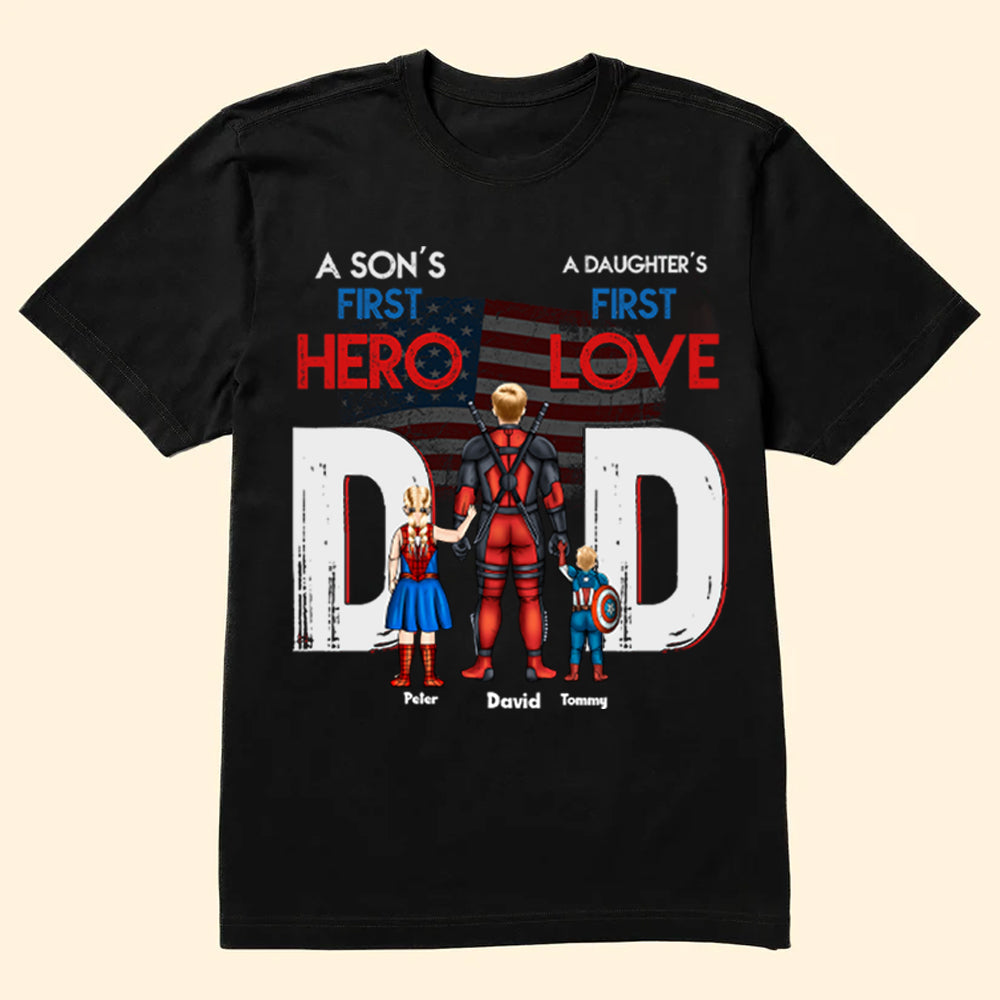 Personalized Superhero T-Shirt Gift for Dad's First Hero