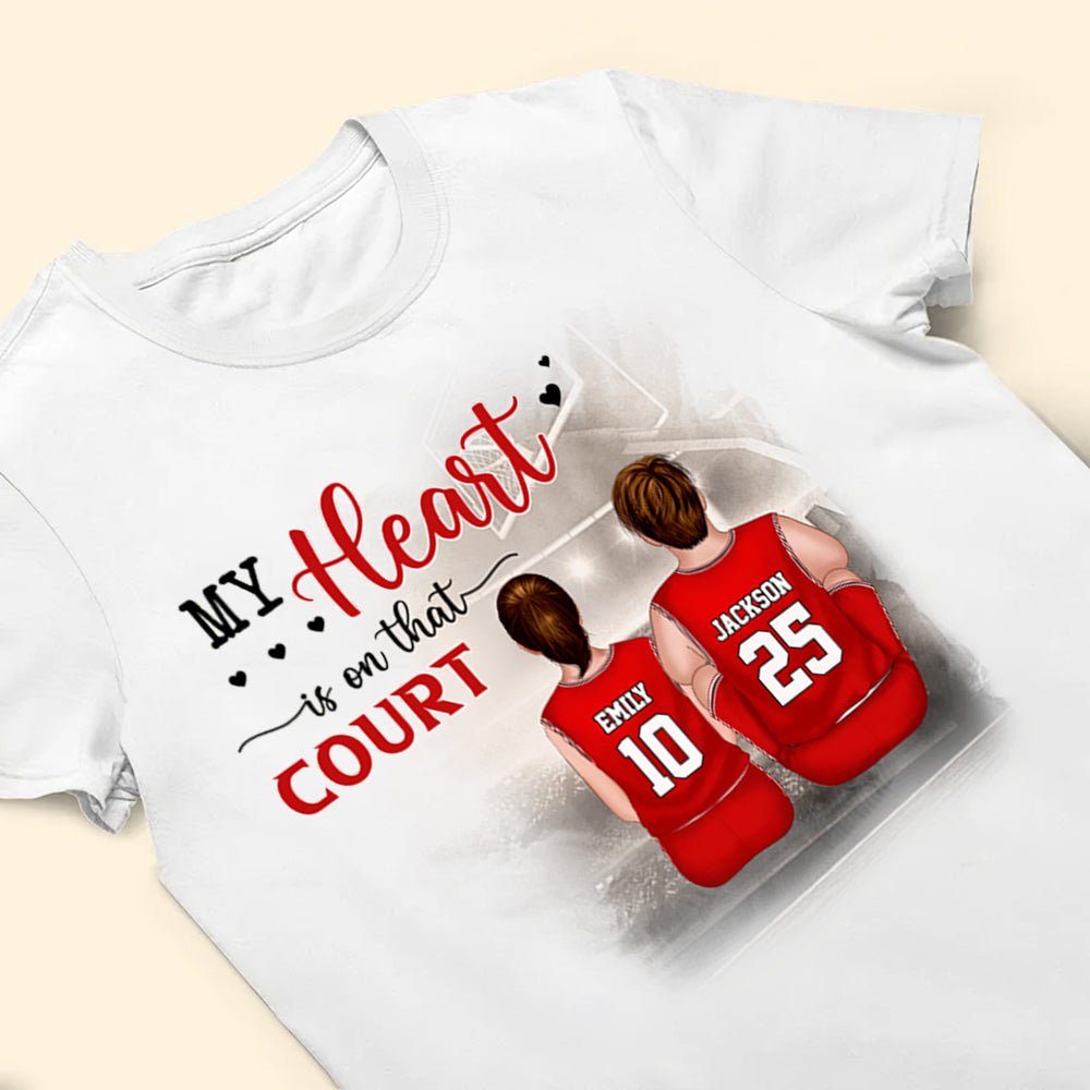 Personalized Basketball T-Shirt Gift for Family | My Heart Is On That Court