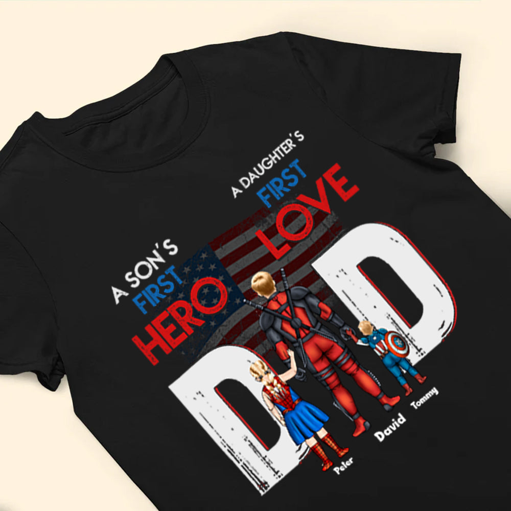 Personalized Superhero T-Shirt Gift for Dad's First Hero