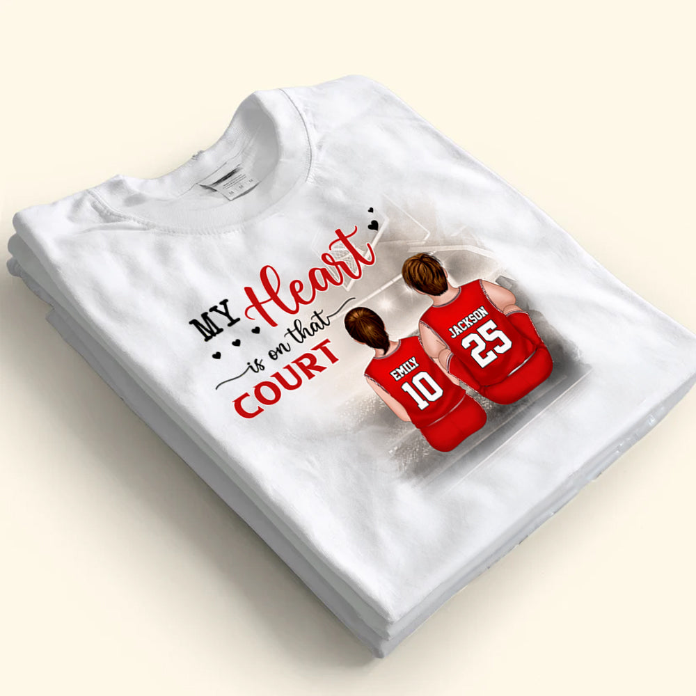 Personalized Basketball T-Shirt Gift for Family | My Heart Is On That Court