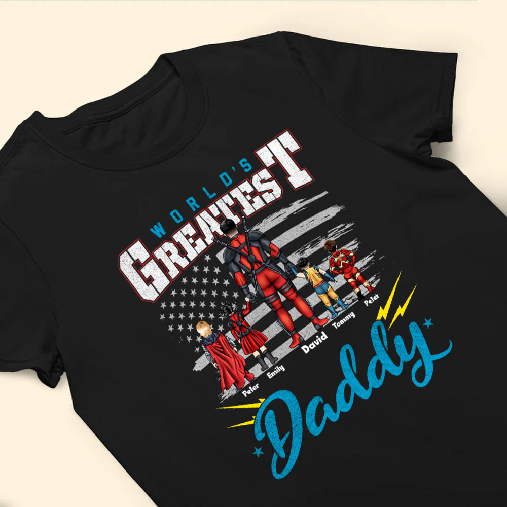 Personalized World's Greatest Daddy T-Shirt Gift for Dad