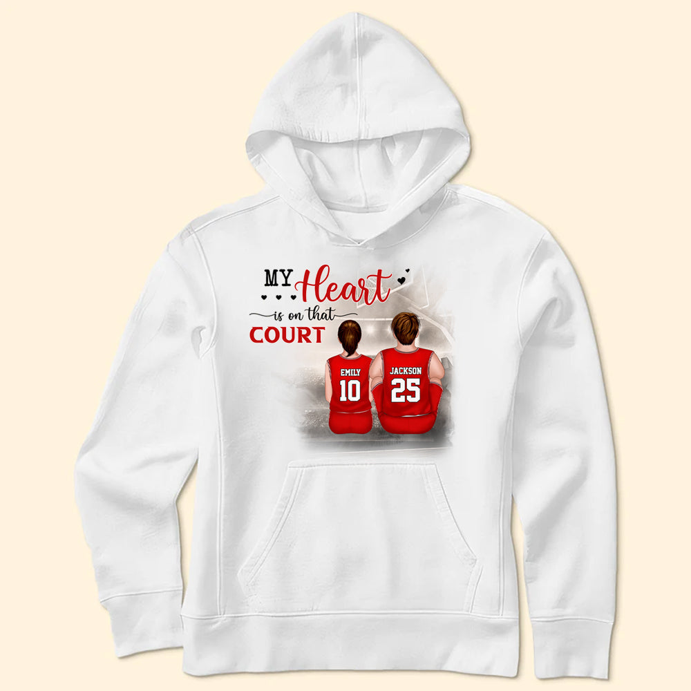 Personalized Basketball T-Shirt Gift for Family | My Heart Is On That Court