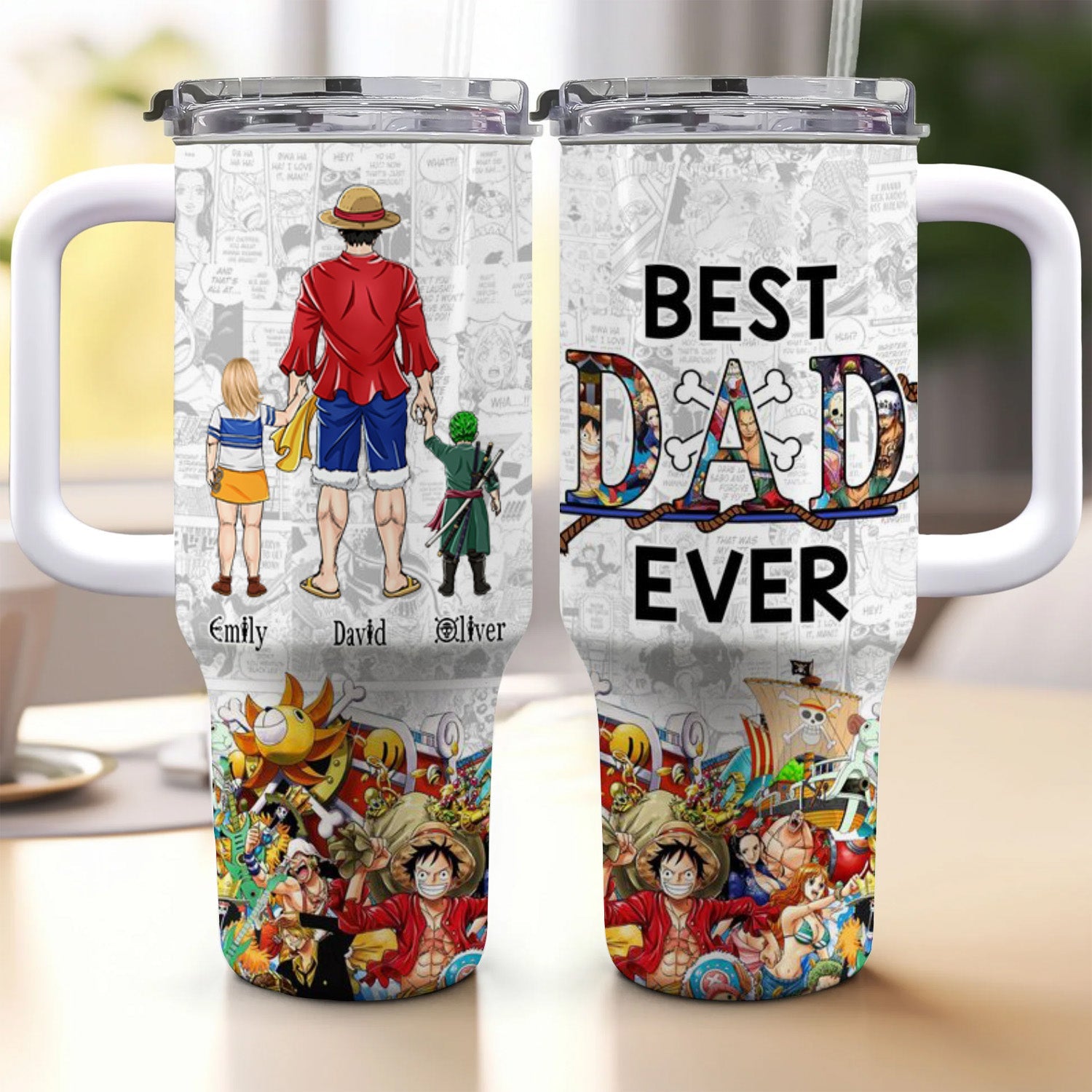Personalized Pirate Adventure Tumbler for Dad with Kids' Names - Unique Father's Day Gift Tumbler GradoCreations