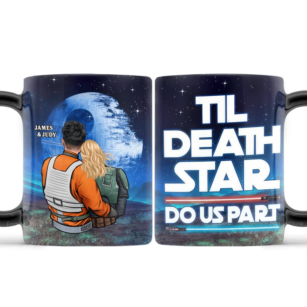 Personalized Black Mug 'Til Death Star Do Us Part' Gift for Couple