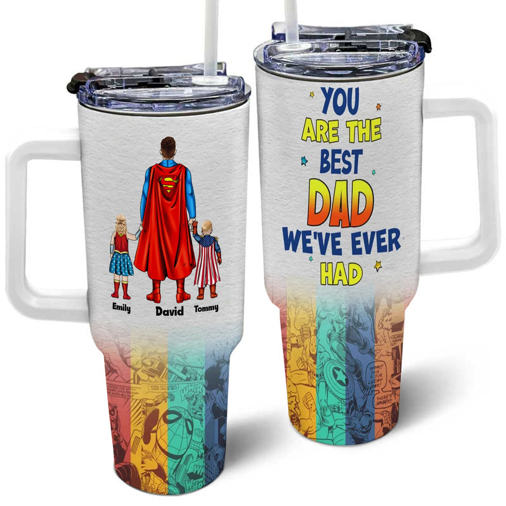 Personalized Superhero 40oz Tumbler Gift for Dad with Straw Tumbler GradoCreations