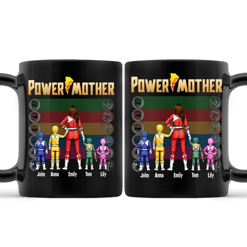 Personalized Power Mother Black Mug Custom Name Gift for Mom