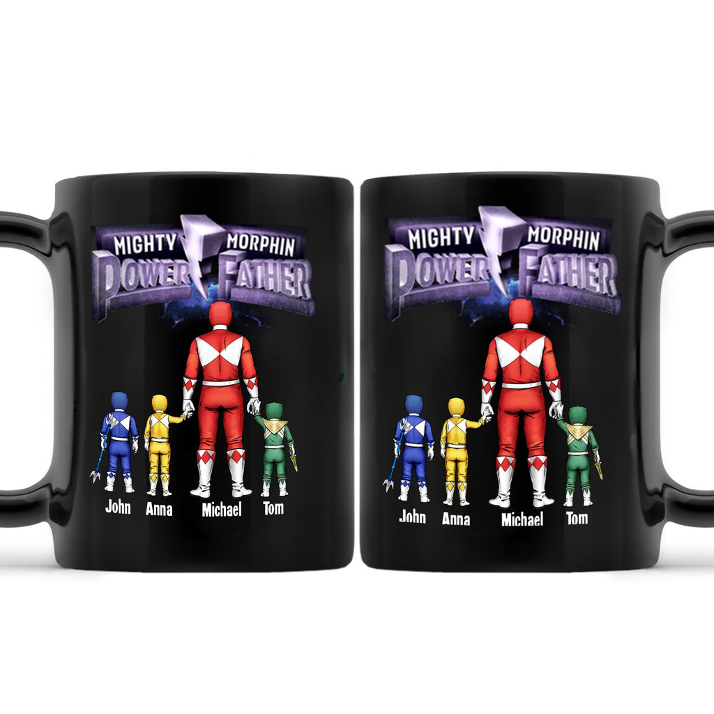 Personalized Black Mug for Dad with Superhero Design - Father's Day Gift