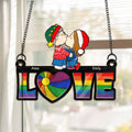 Personalized Love Is Love Suncatcher Ornament Gift for Couples