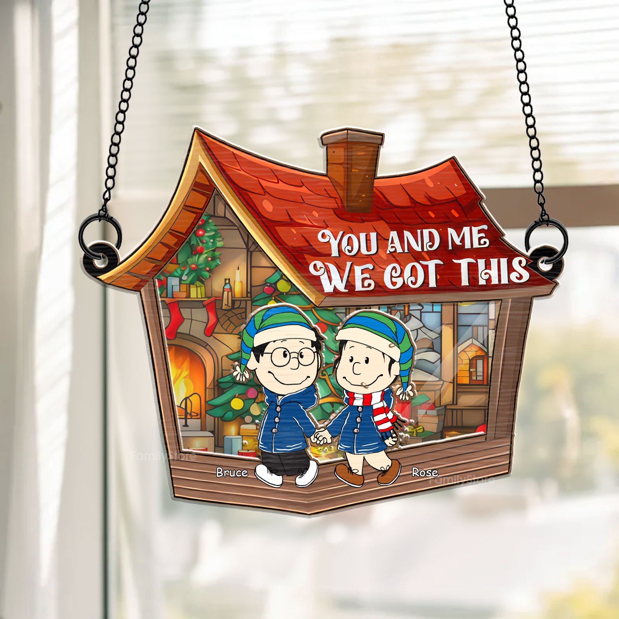 Personalized Window Hanging Suncatcher Ornament Gift for Couple