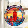 Personalized Superhero Sidekick Window Suncatcher Ornament Gift for Dad
