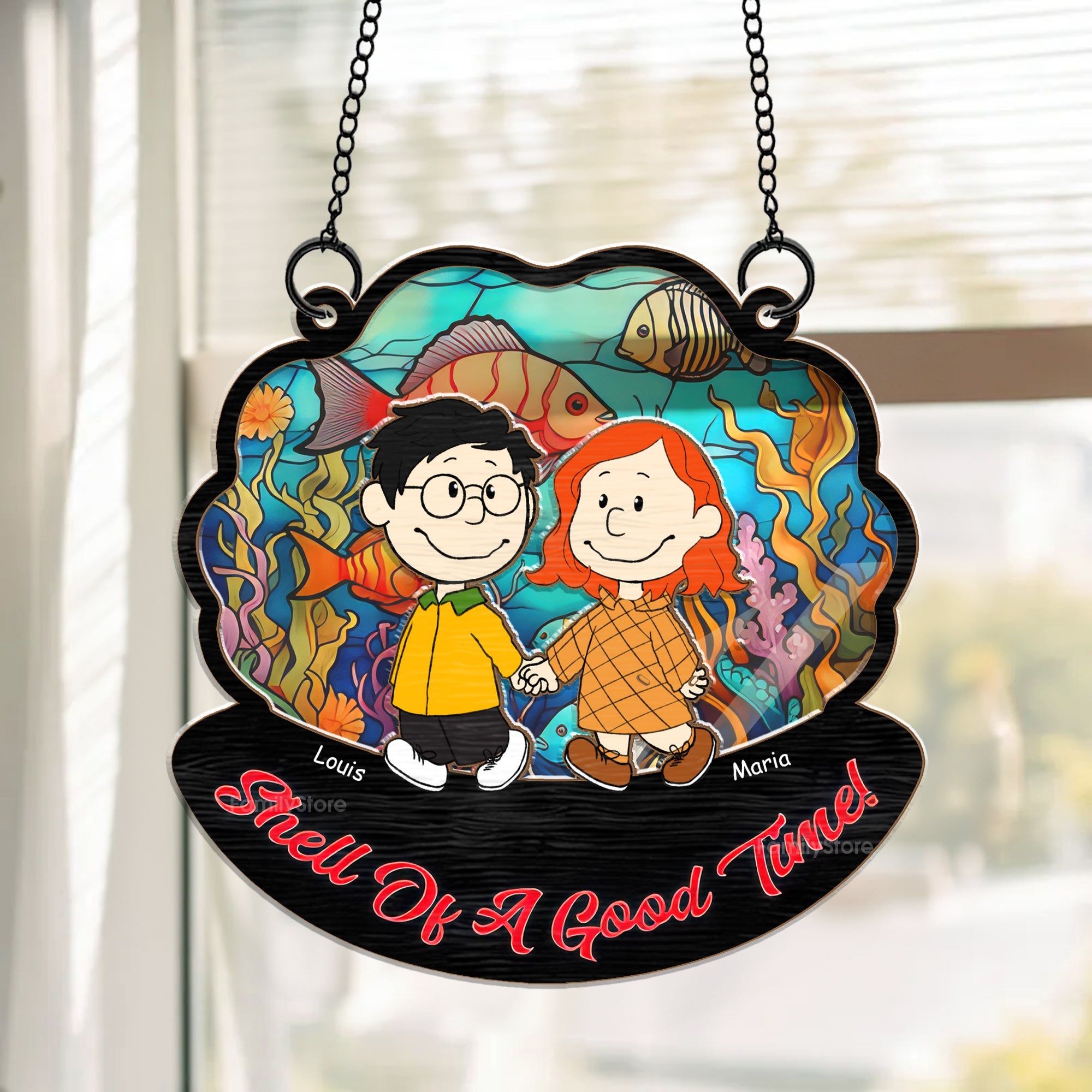 Personalized Window Hanging Suncatcher Ornament Gift for Couple