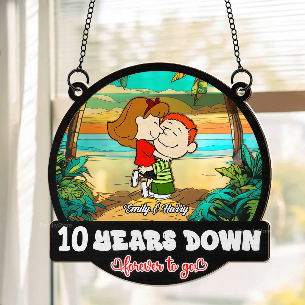 Personalized Suncatcher Ornament Couple Gift 10 Years Down