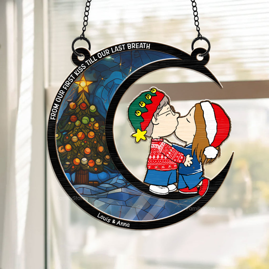 Personalized Romantic Couple Kiss Suncatcher Gift for Anniversary