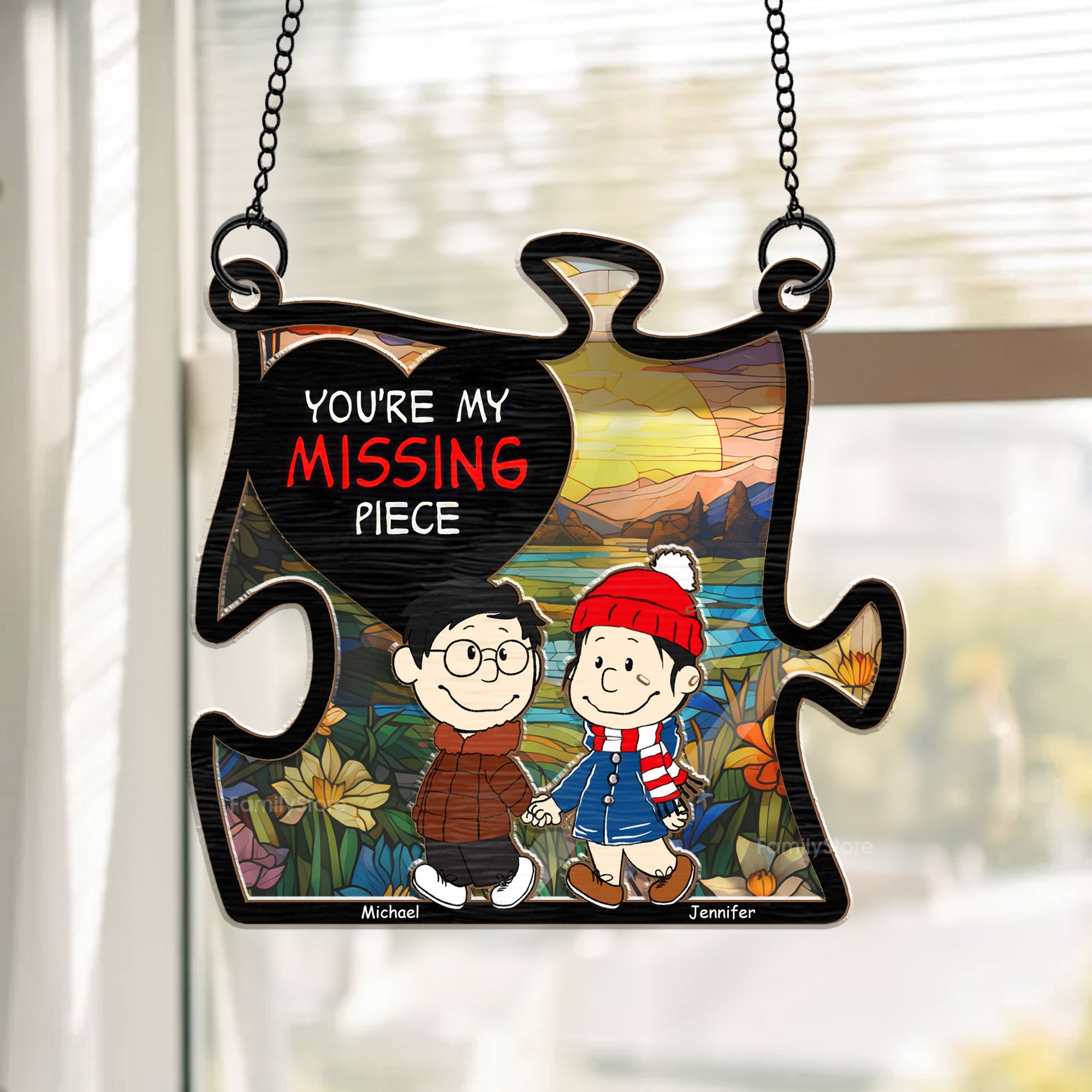 Personalized You're My Missing Piece Suncatcher Ornament Gift for Couple