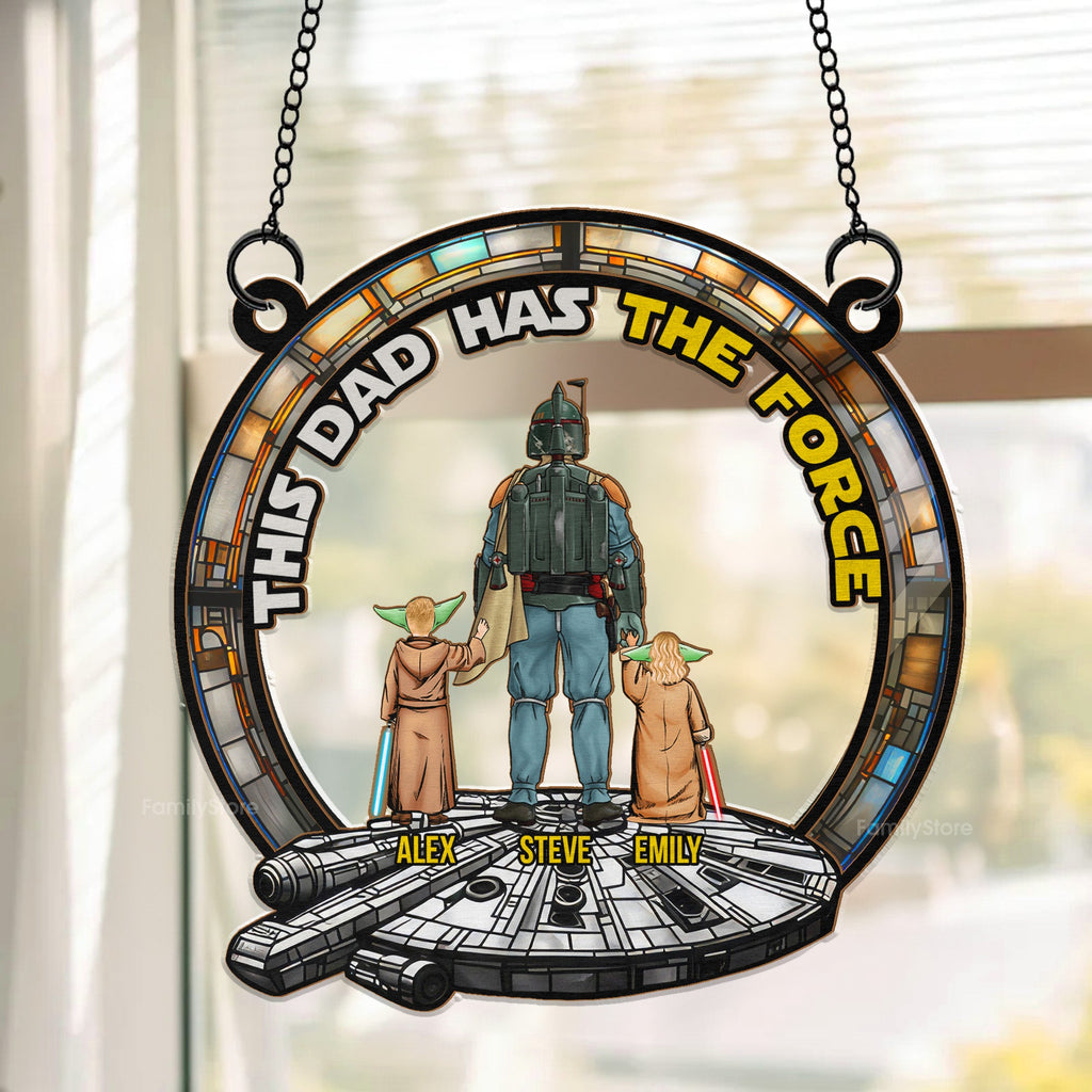 Personalized Window Hanging Suncatcher Ornament for Dad with Custom Names - Unique Home Decor Gift