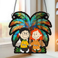 Personalized Palm Tree Sunset Suncatcher Ornament Gift for Couple