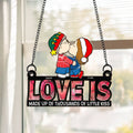Personalized Love Is Suncatcher Ornament Gift for Couple Anniversary