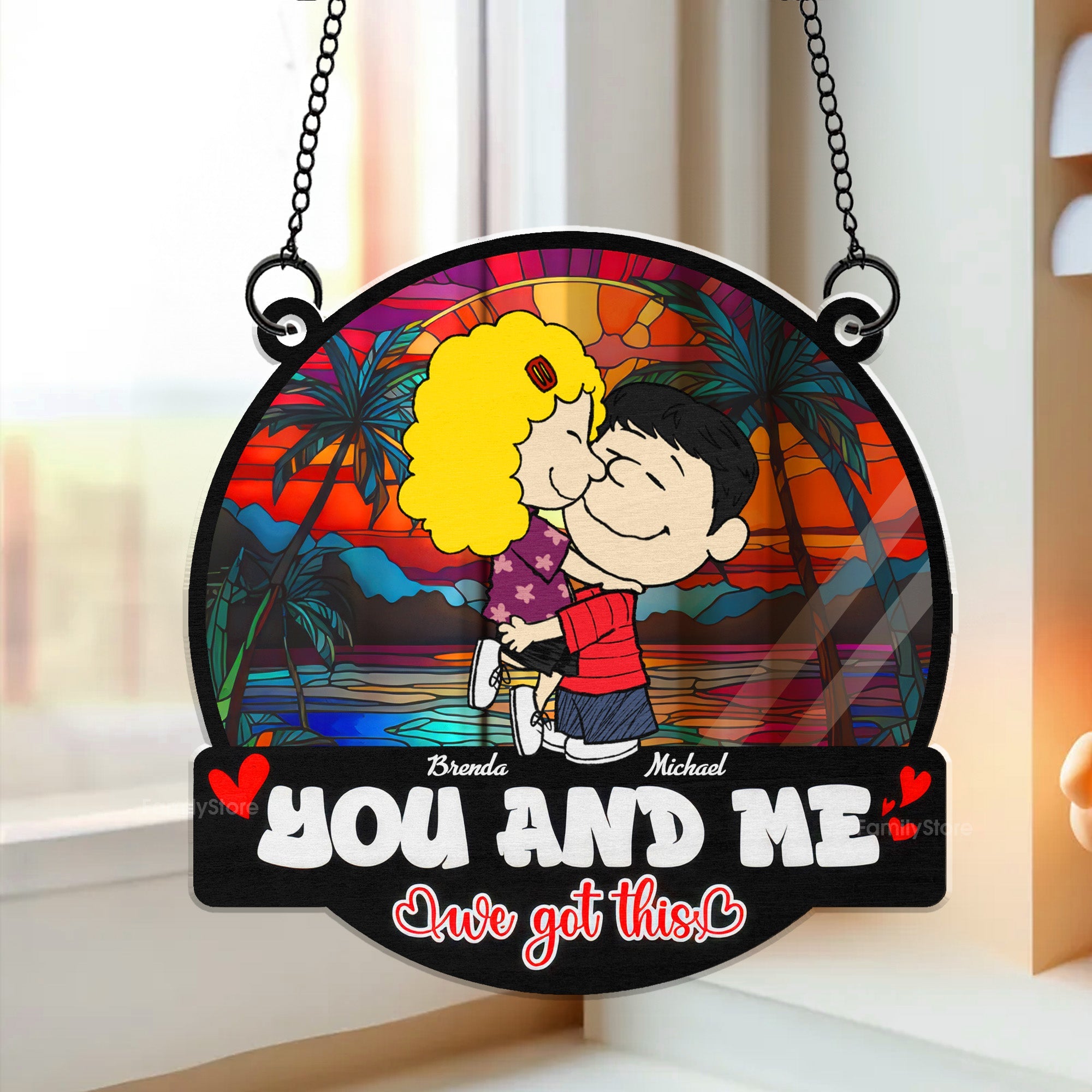 Personalized Couple Suncatcher with Custom Names for Home Decor