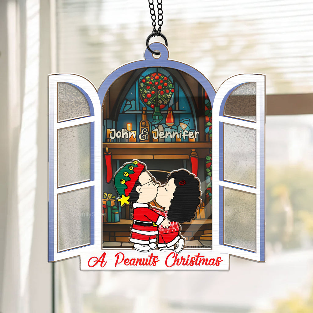 Personalized Window Hanging Suncatcher Ornament Gift for Couple Christmas
