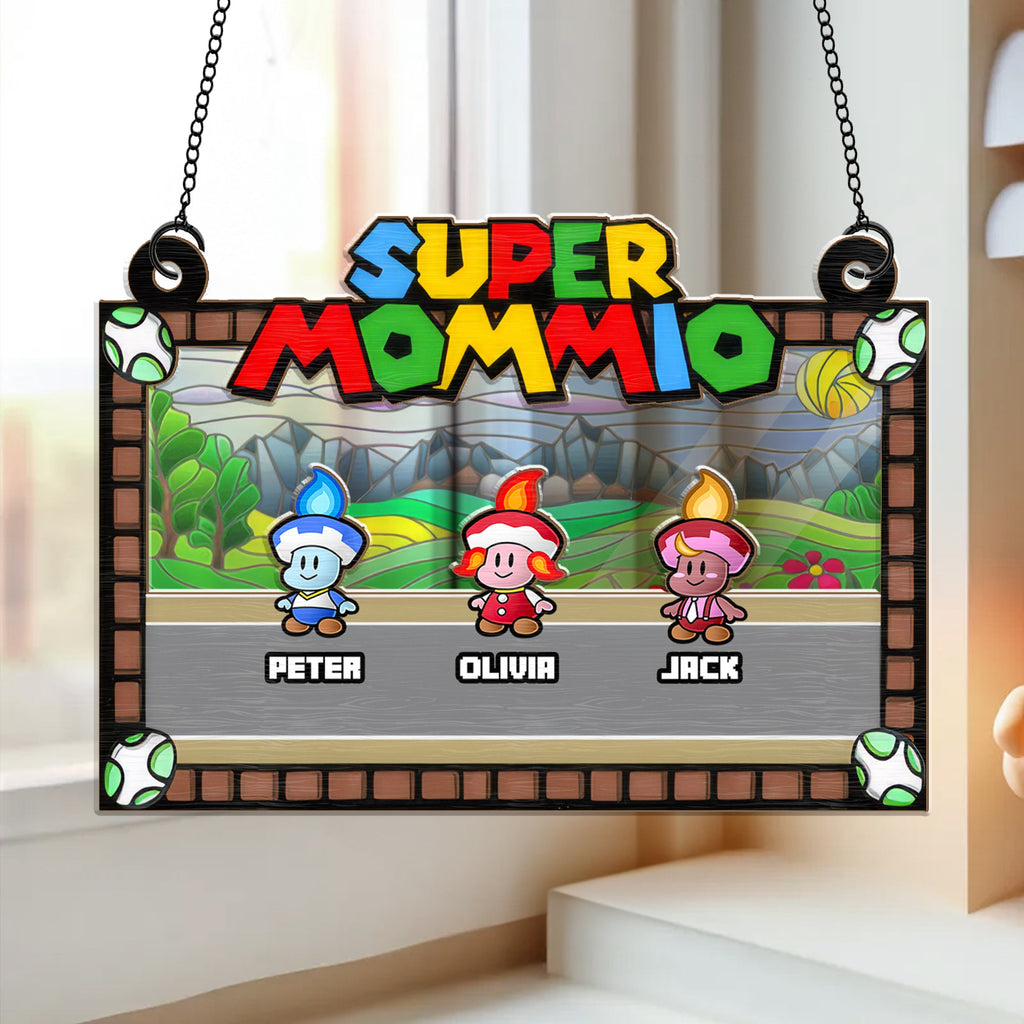 Personalized Super Mom Window Hanging Suncatcher Gift for Mom