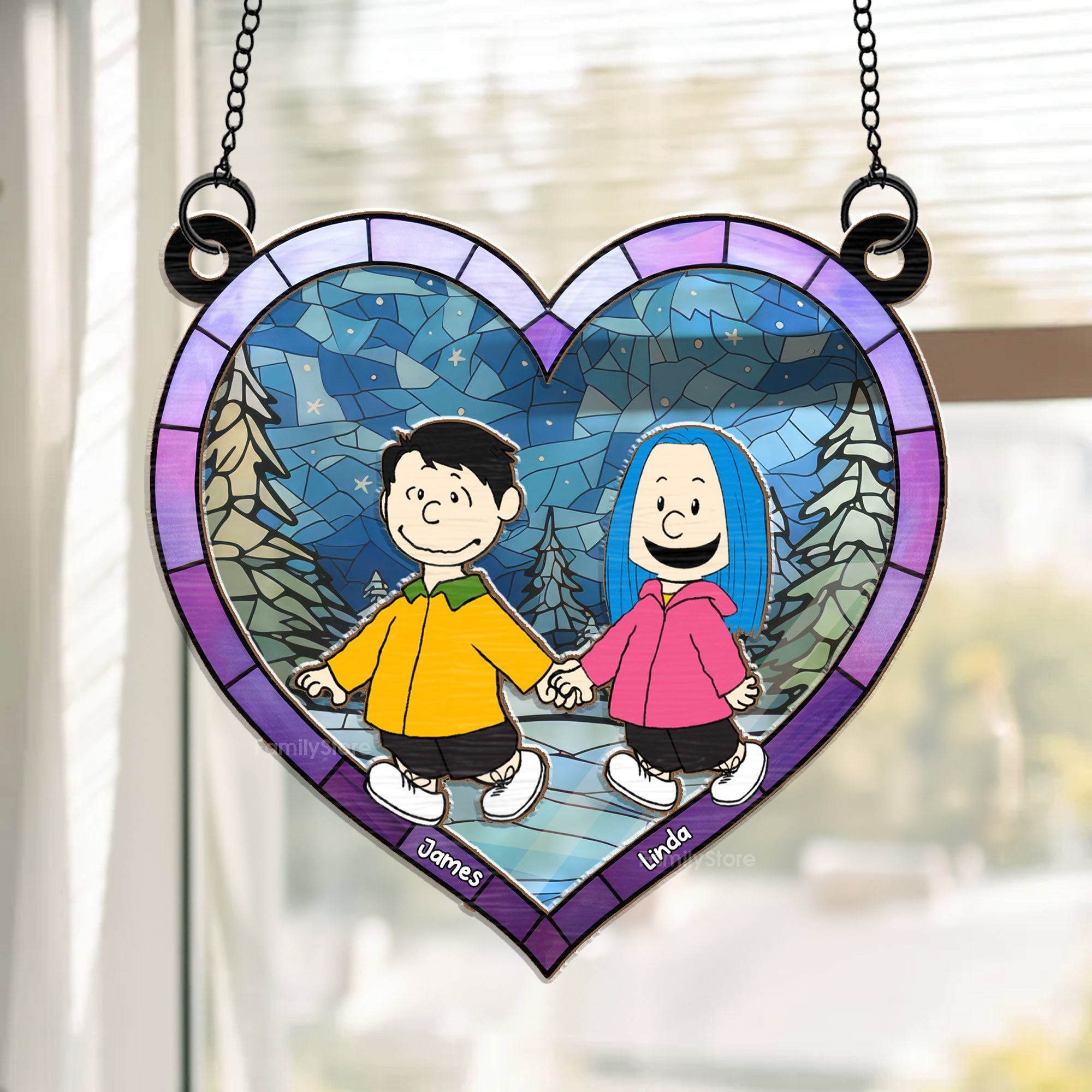 Personalized Hand In Hand Love Keepsake Window Suncatcher Gift for Couples