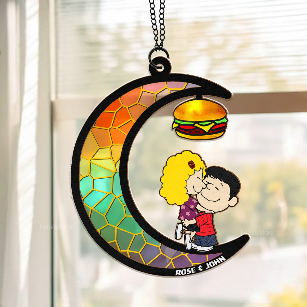 Personalized Funny Hamburger Peanut Couple Suncatcher Gift for Couples