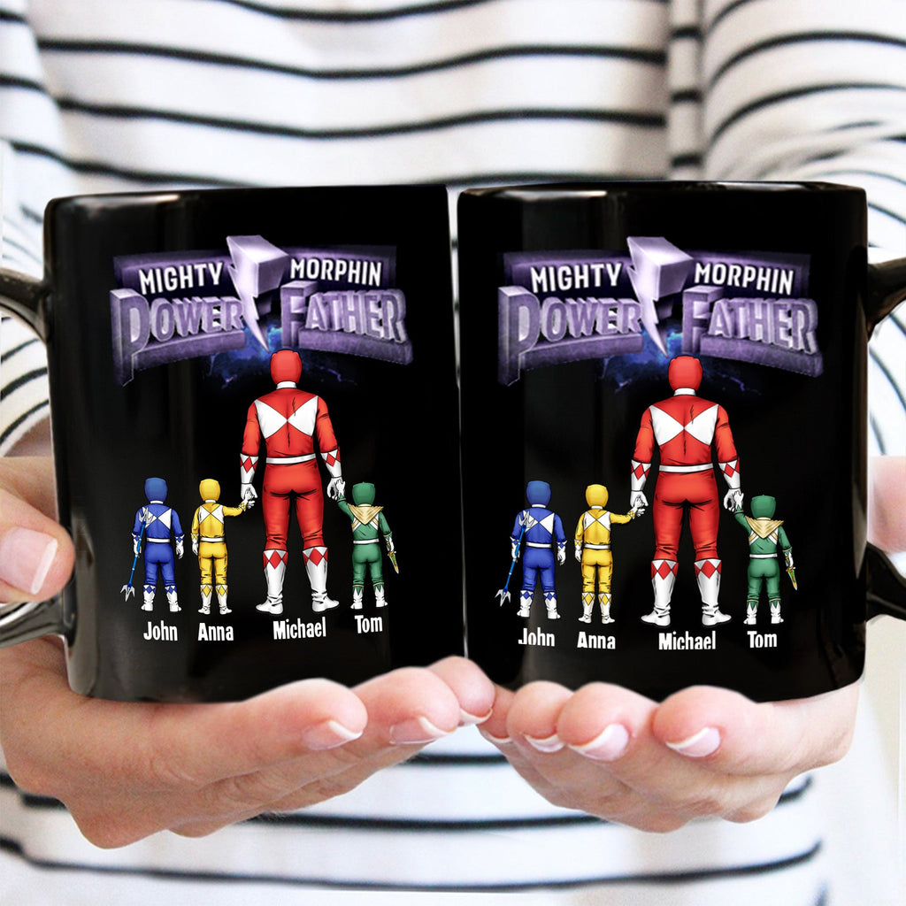 Personalized Black Mug for Dad with Superhero Design - Father's Day Gift