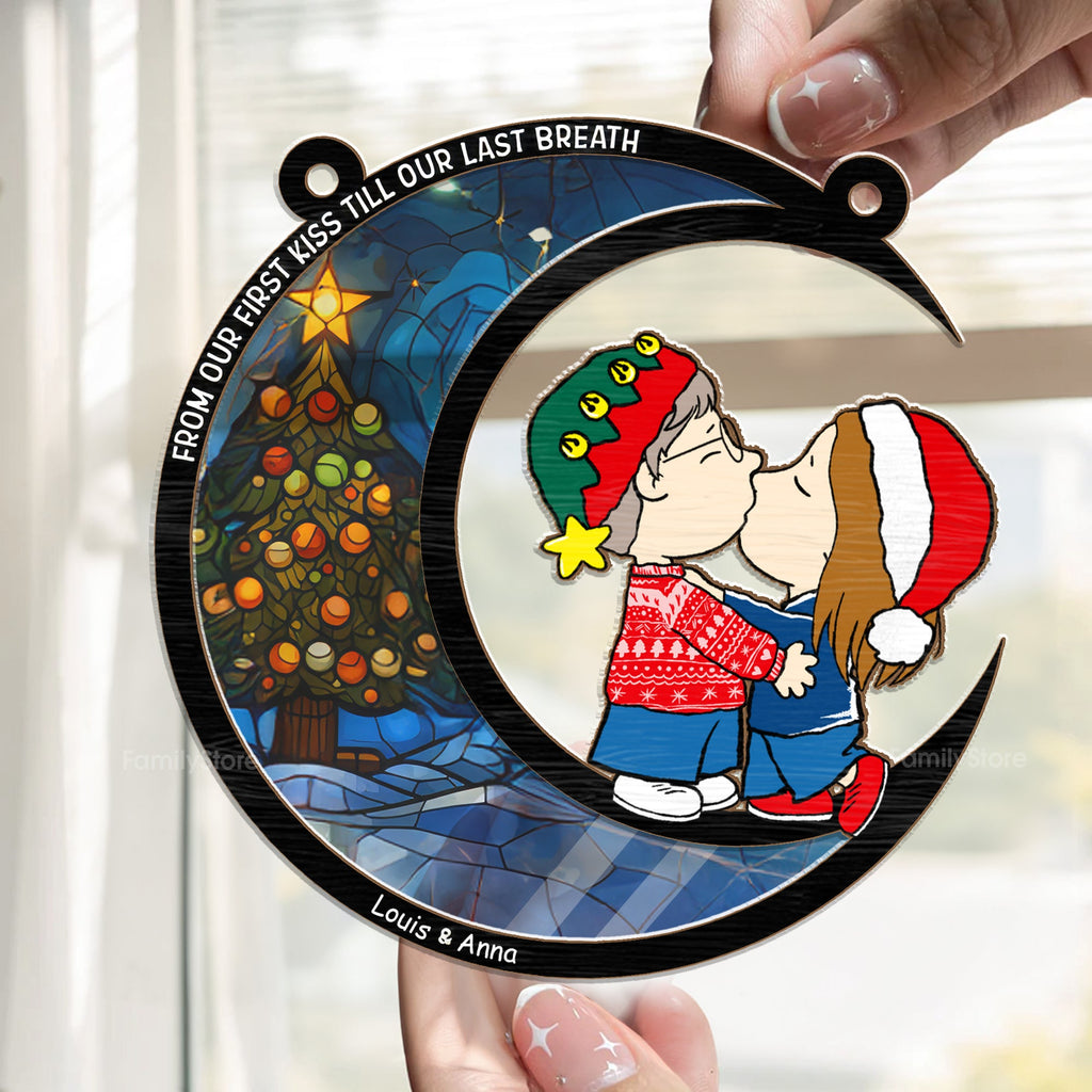 Personalized Romantic Couple Kiss Suncatcher Gift for Anniversary