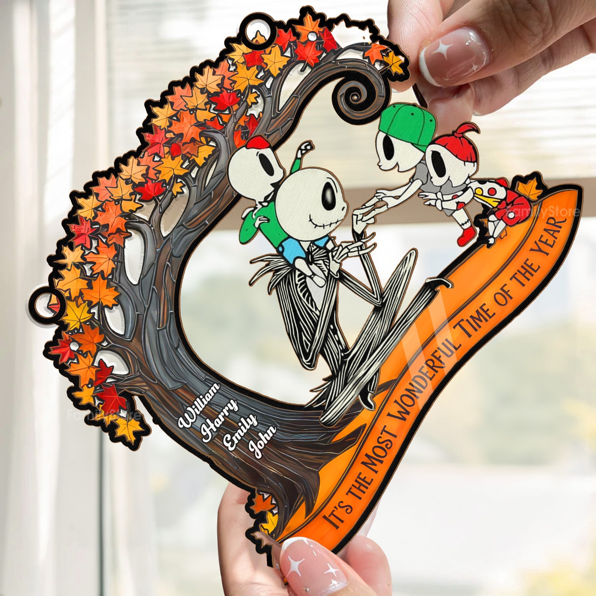 Personalized Window Hanging Suncatcher for Family | Fall Decor