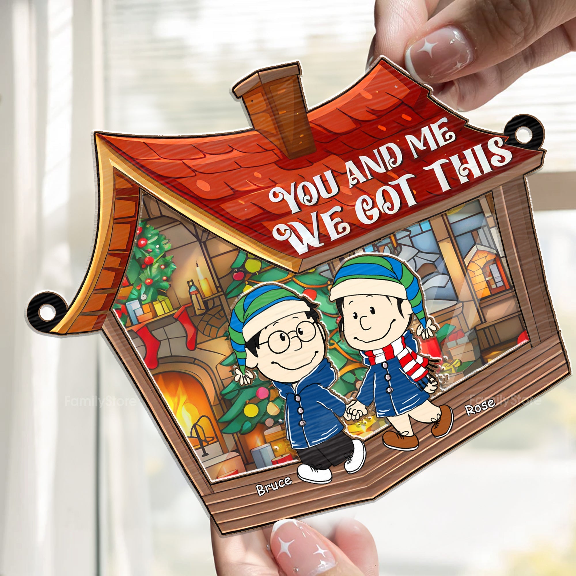 Personalized Window Hanging Suncatcher Ornament Gift for Couple