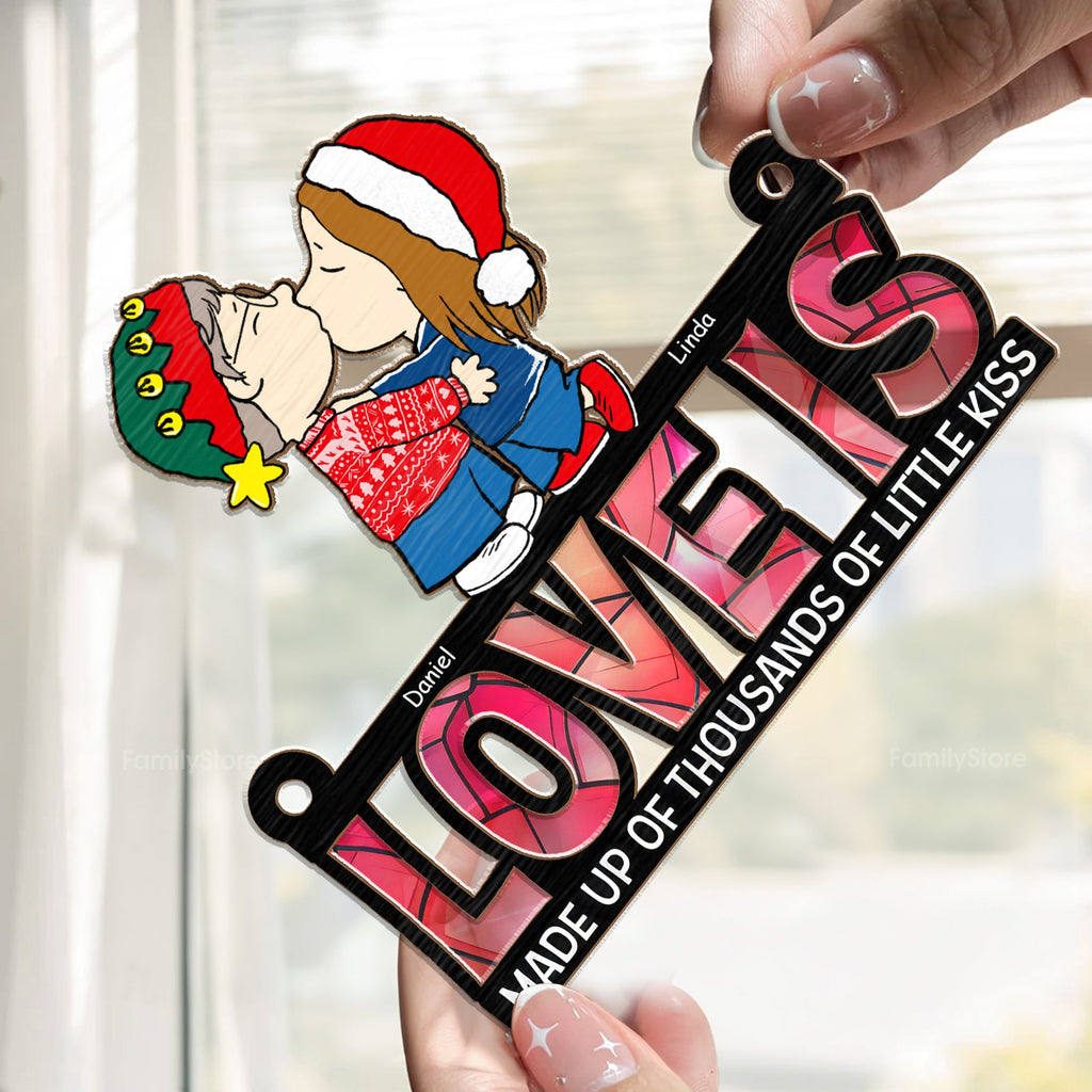 Personalized Love Is Suncatcher Ornament Gift for Couple Anniversary