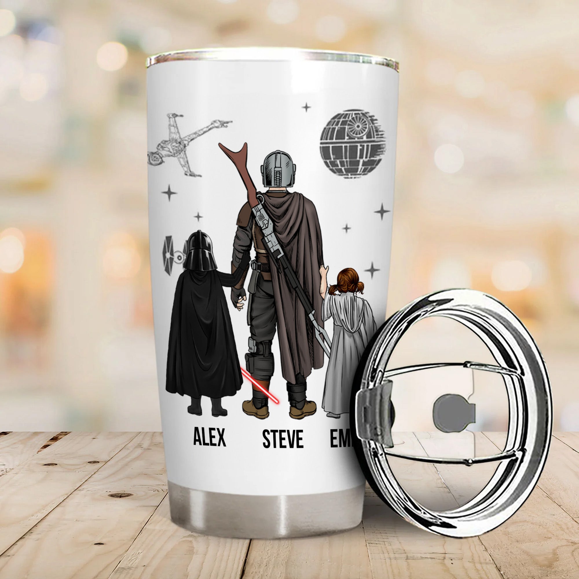 Personalized Star Wars Family Tree Tumbler Gift for Dad