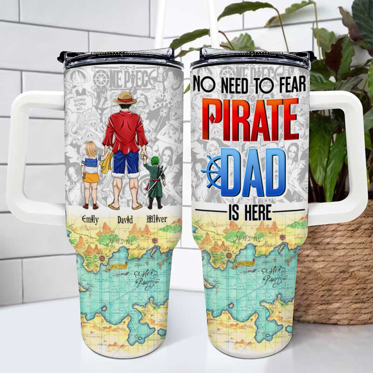 Personalized 40oz Tumbler Fun Pirate Dad Gift for Father's Day Tumbler GradoCreations