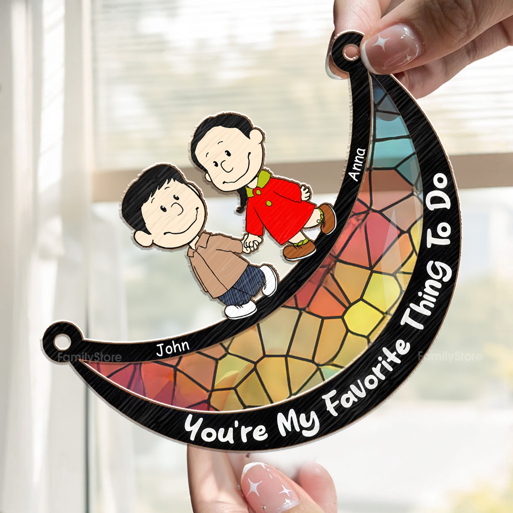 Personalized Window Hanging Suncatcher Ornament for Couples