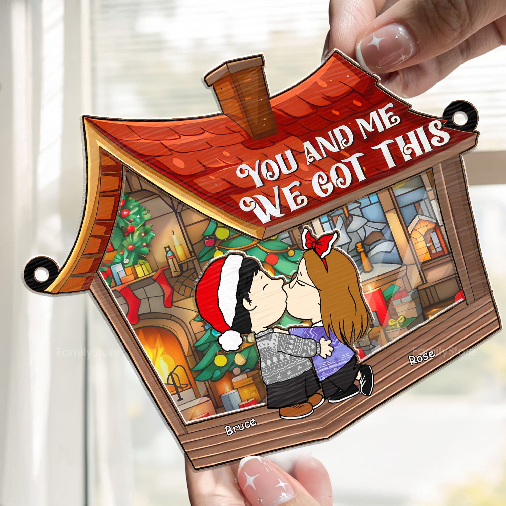 Personalized Window Hanging Suncatcher Ornament for Couples Gift