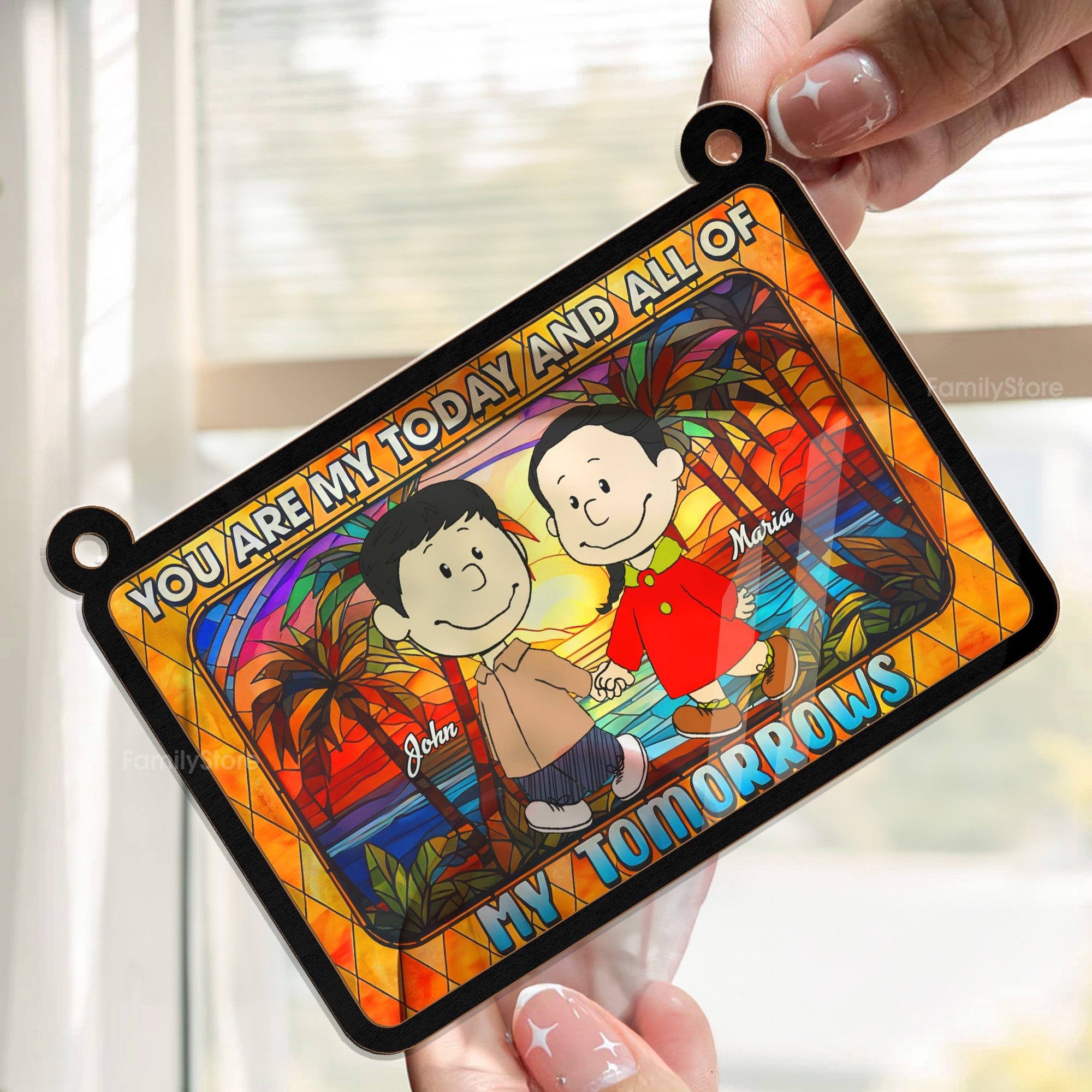 Personalized Window Hanging Suncatcher Ornament For Couples Gift