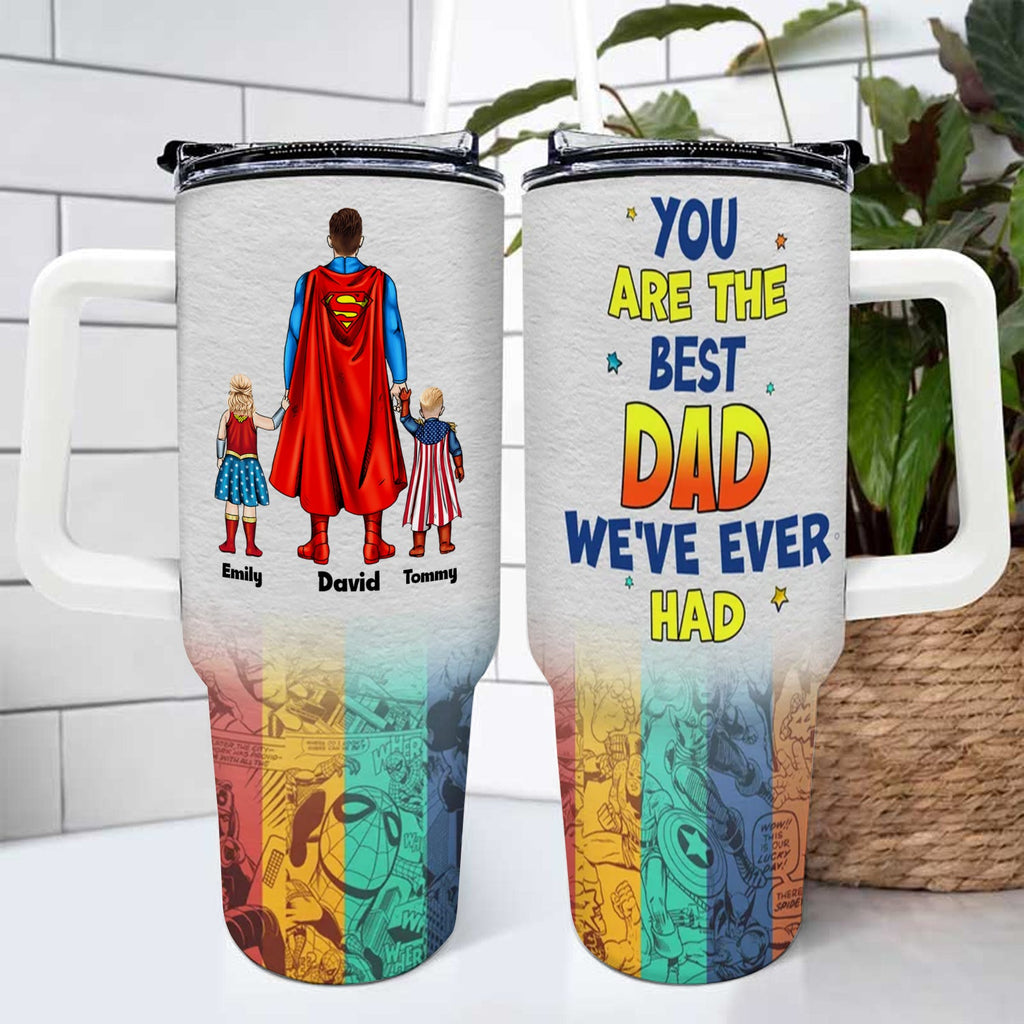 Personalized Superhero 40oz Tumbler Gift for Dad with Straw Tumbler GradoCreations
