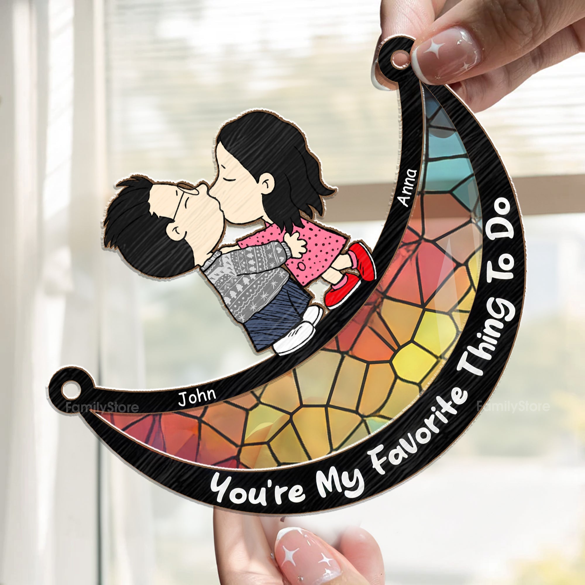 Personalized Window Hanging Suncatcher Custom Gift for Couples