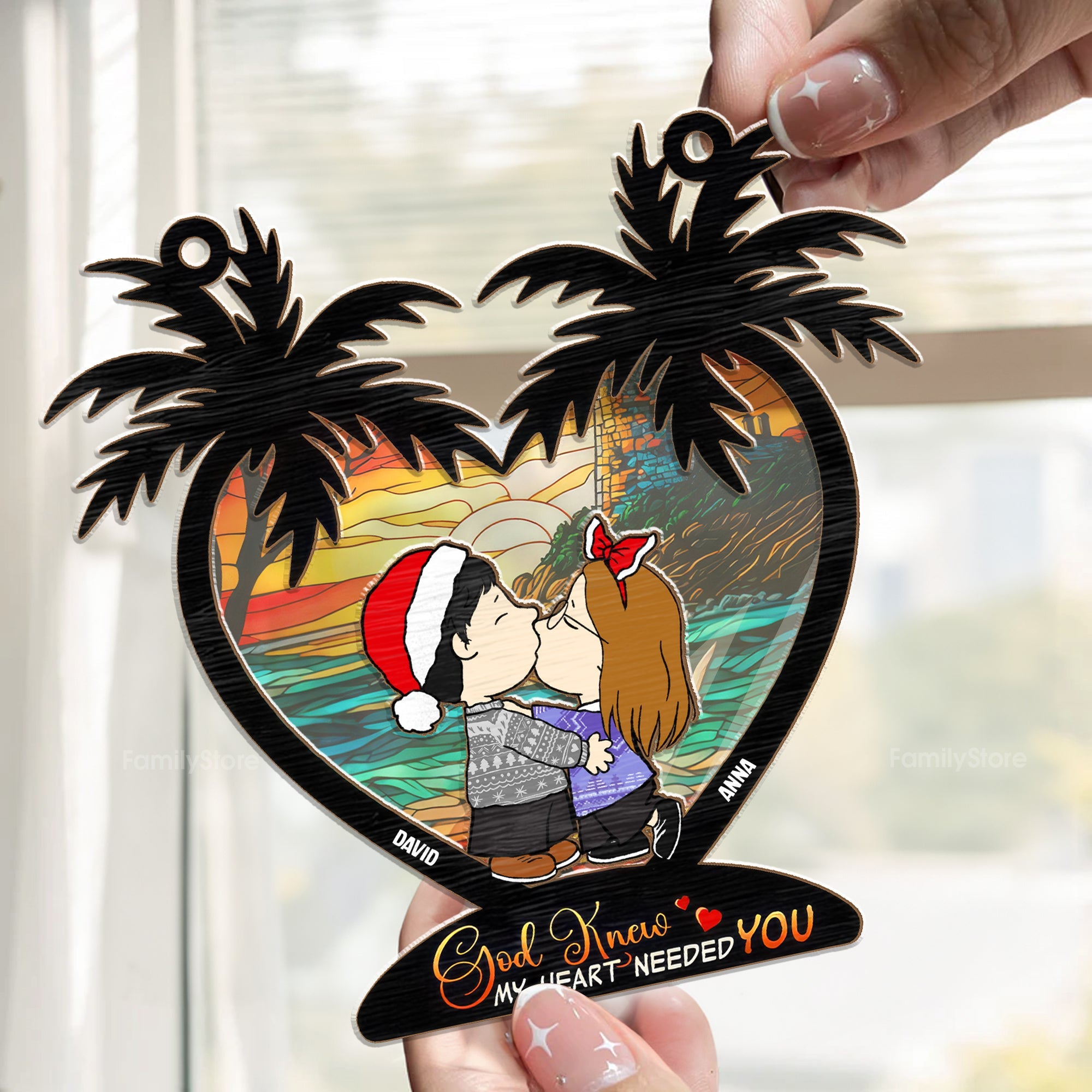 Personalized Window Hanging Suncatcher with Love Quote Gift for Couple
