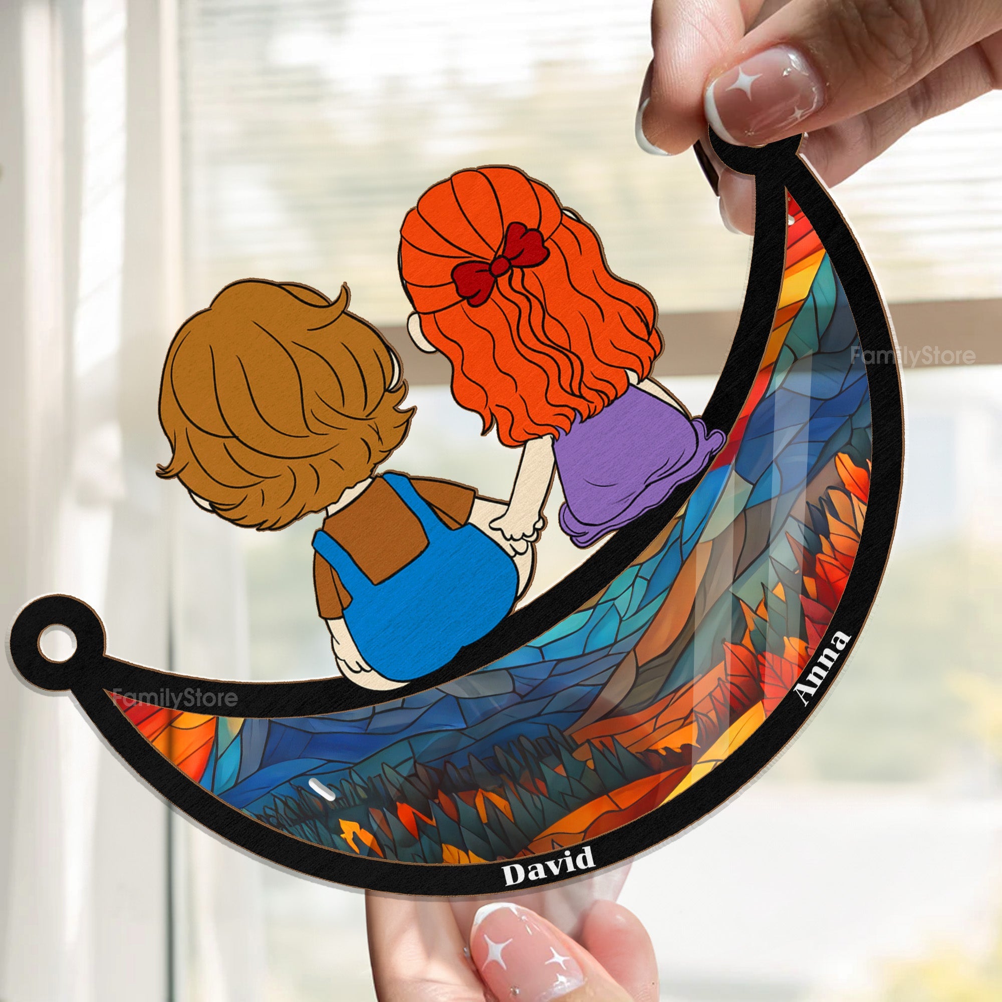 Personalized Window Hanging Suncatcher Ornament for Couple Gift