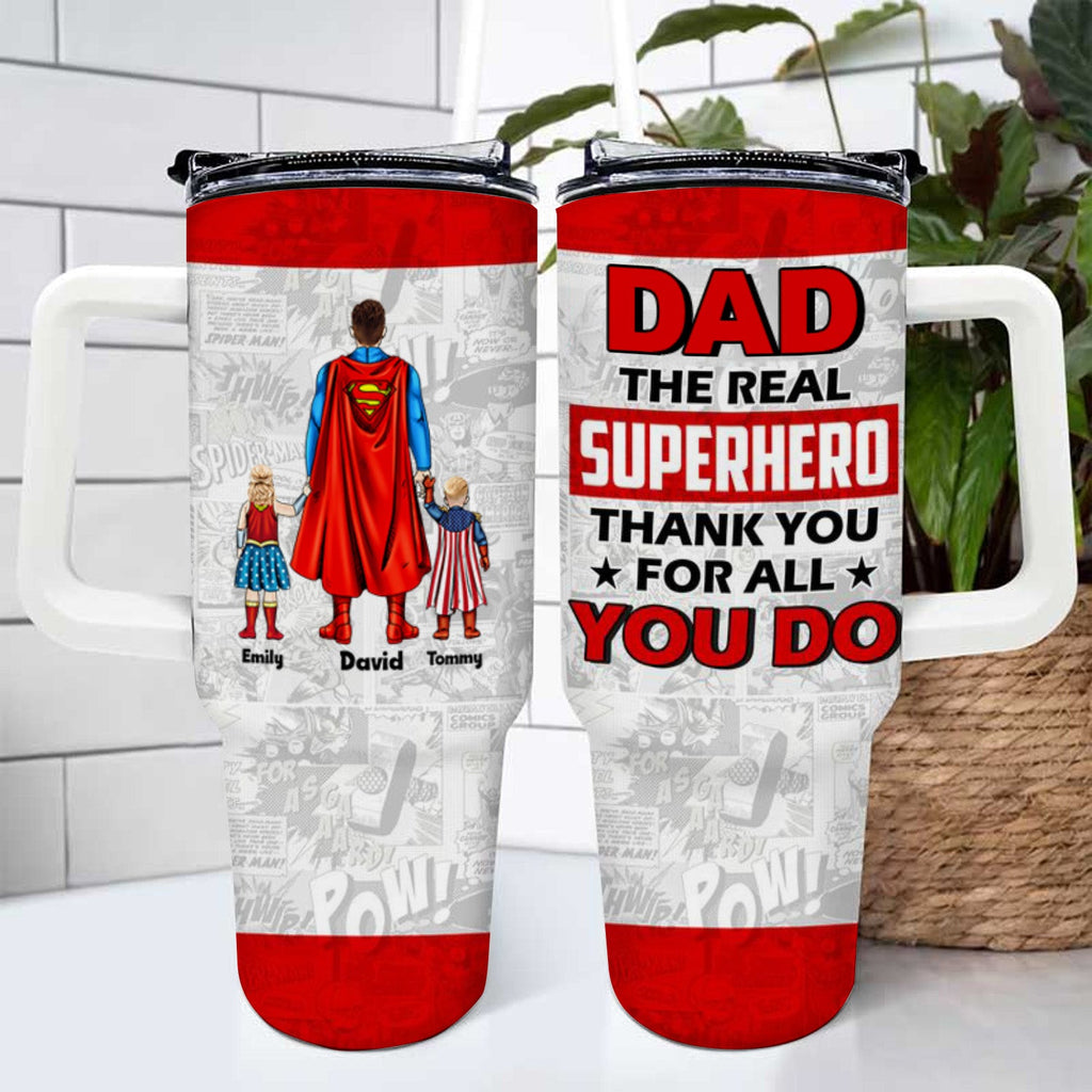 Personalized 40oz Tumbler Cup Gift for Dad Superhero Design Tumbler GradoCreations