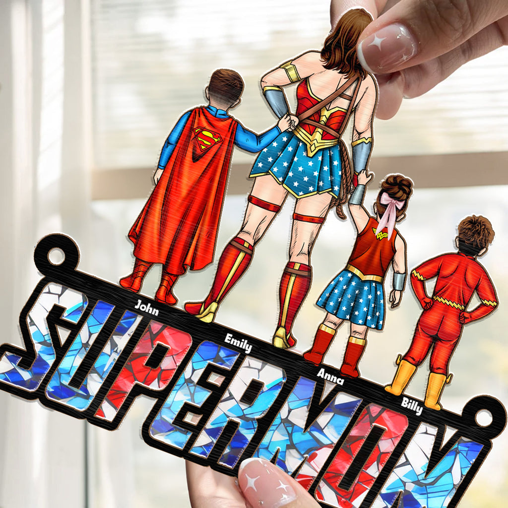 Personalized Super Mom Suncatcher Window Decor Gift for Mother