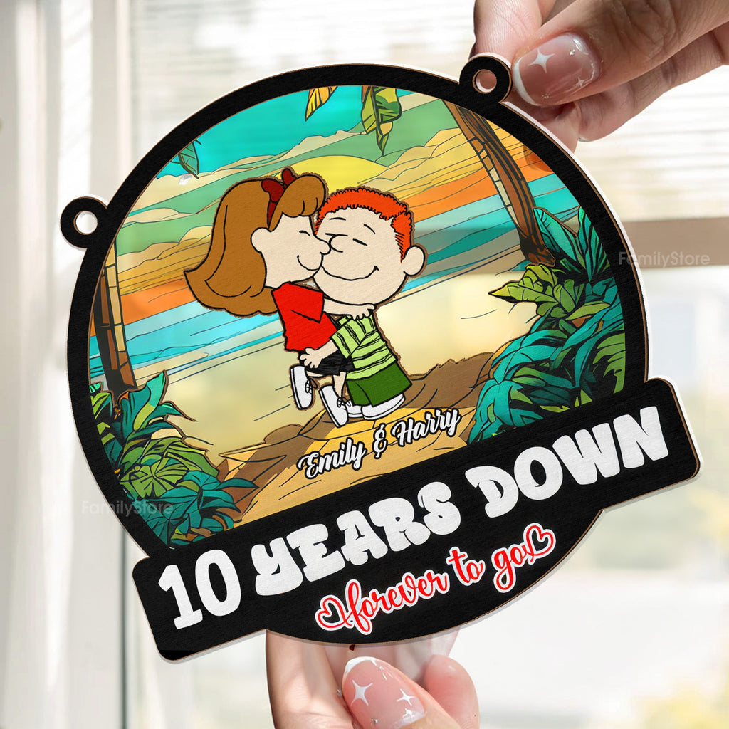 Personalized Suncatcher Ornament Couple Gift 10 Years Down